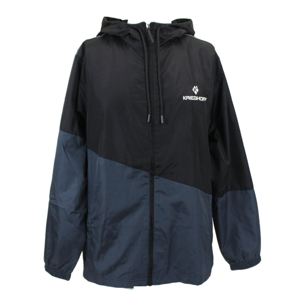 Krieghoff Lightweight Full Zip Windbreaker, Black/Gray